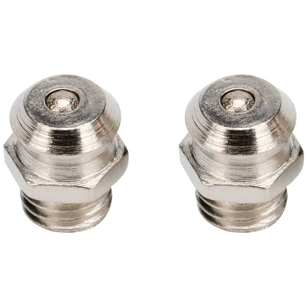 Metal zerk grease fittings, two pieces included with the lift shackles