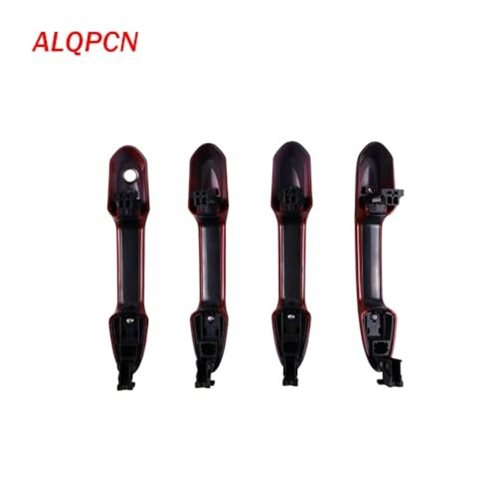 Set of four exterior door handles with red edges and black mounting backs
