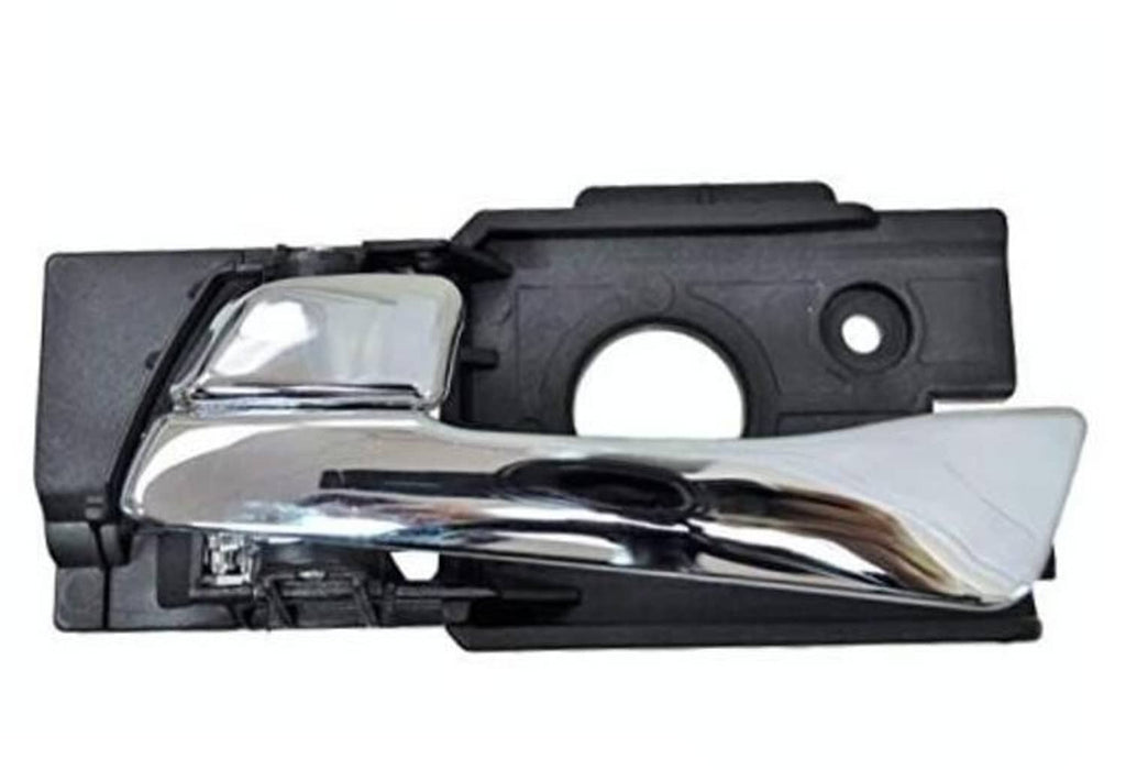 Interior inside door handle with chrome lever and black mounting housing
