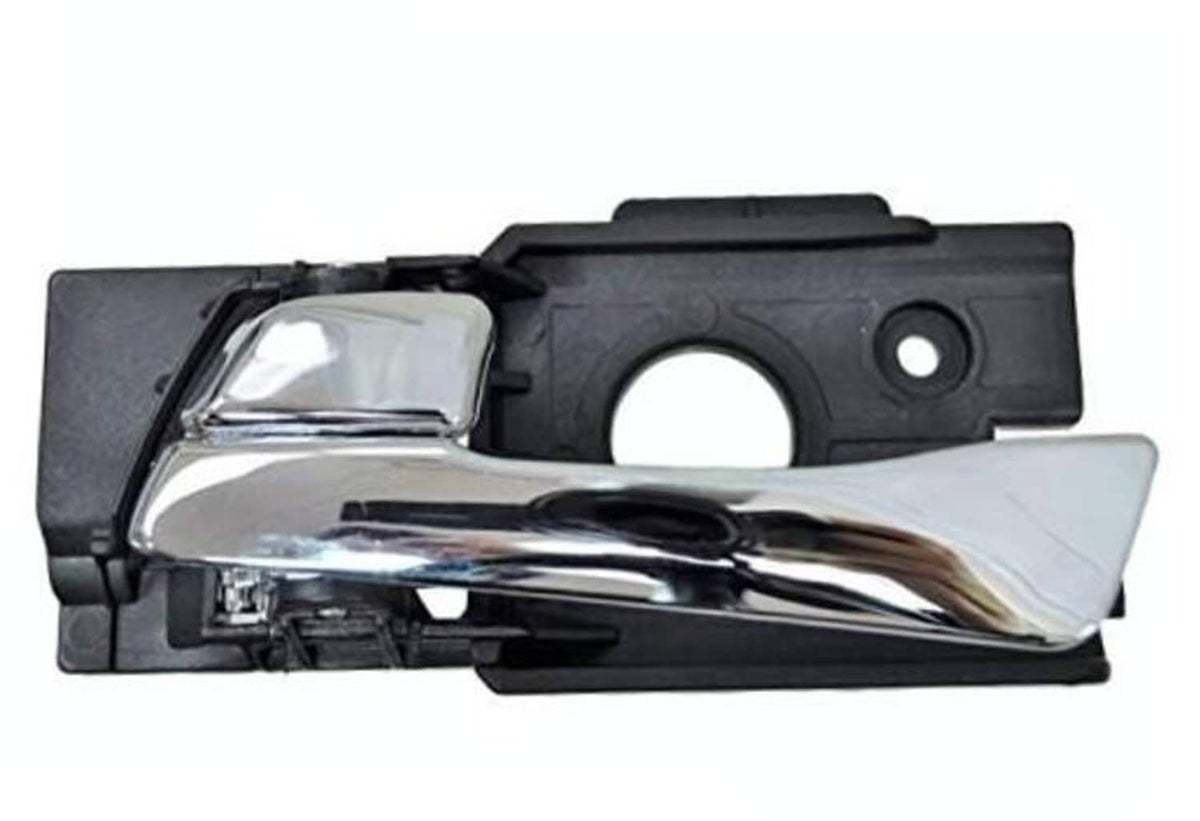 Interior inside door handle with chrome lever and black mounting housing