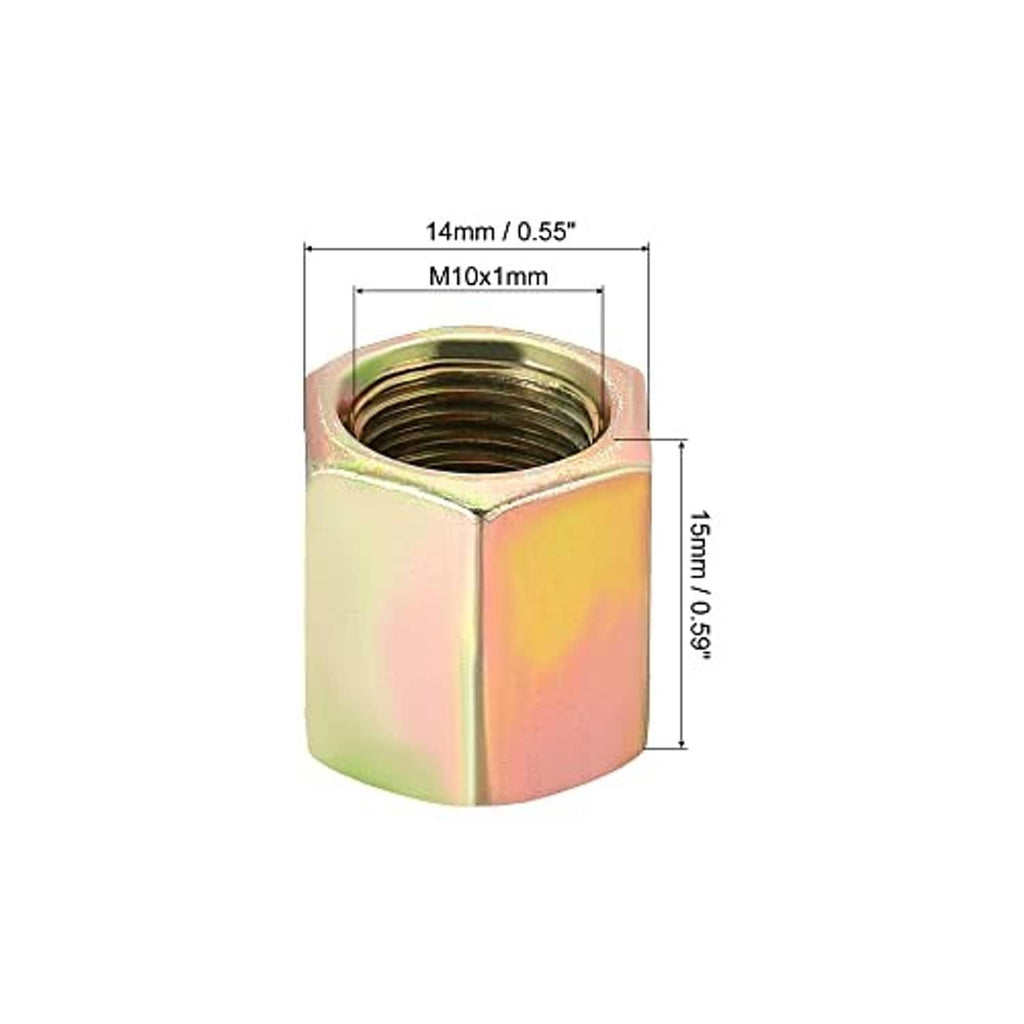 Hex coupling nut, M10x1 fine thread; zinc plated; approx 14mm overall length