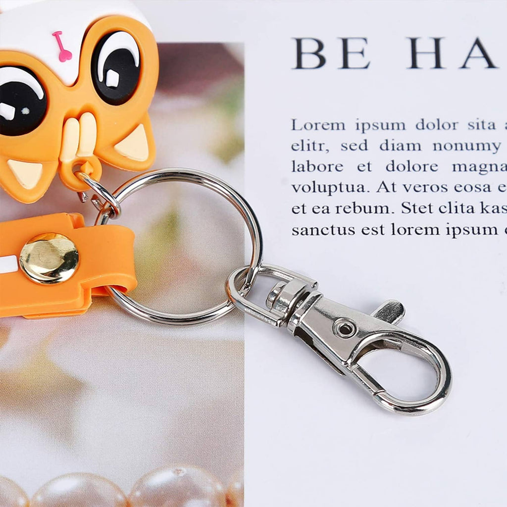 Metal swivel snap hook with key ring, attached to an orange charm clip