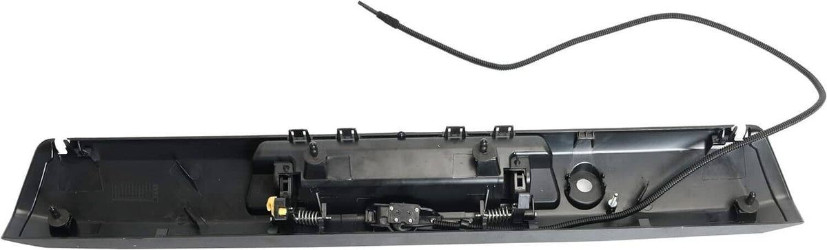 Tailgate handle back housing with camera wiring and mounting clips