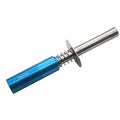 Blue aluminum glow plug igniter with metal probe and spring coil on fork head