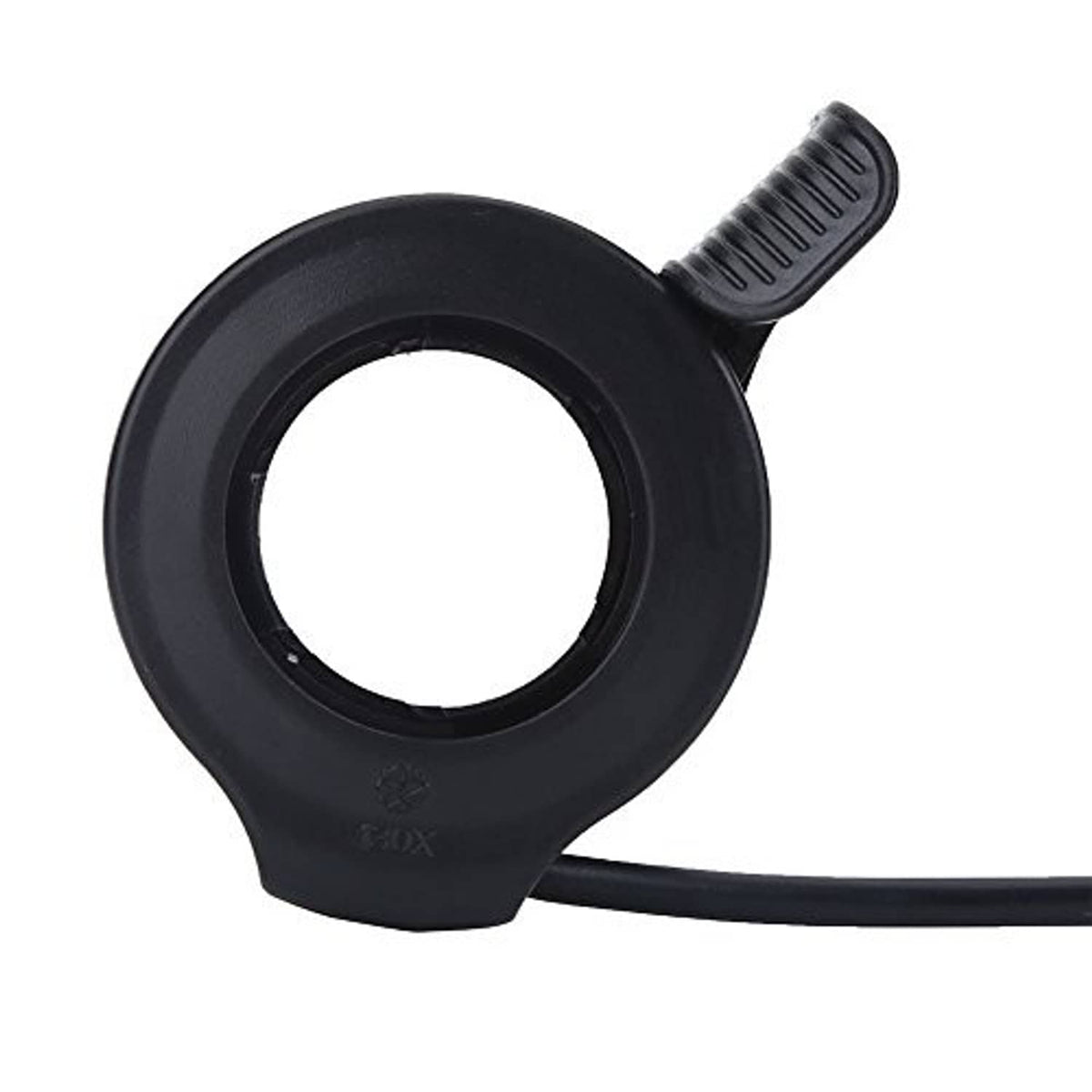 Black thumb throttle lever with round ring and textured top pad