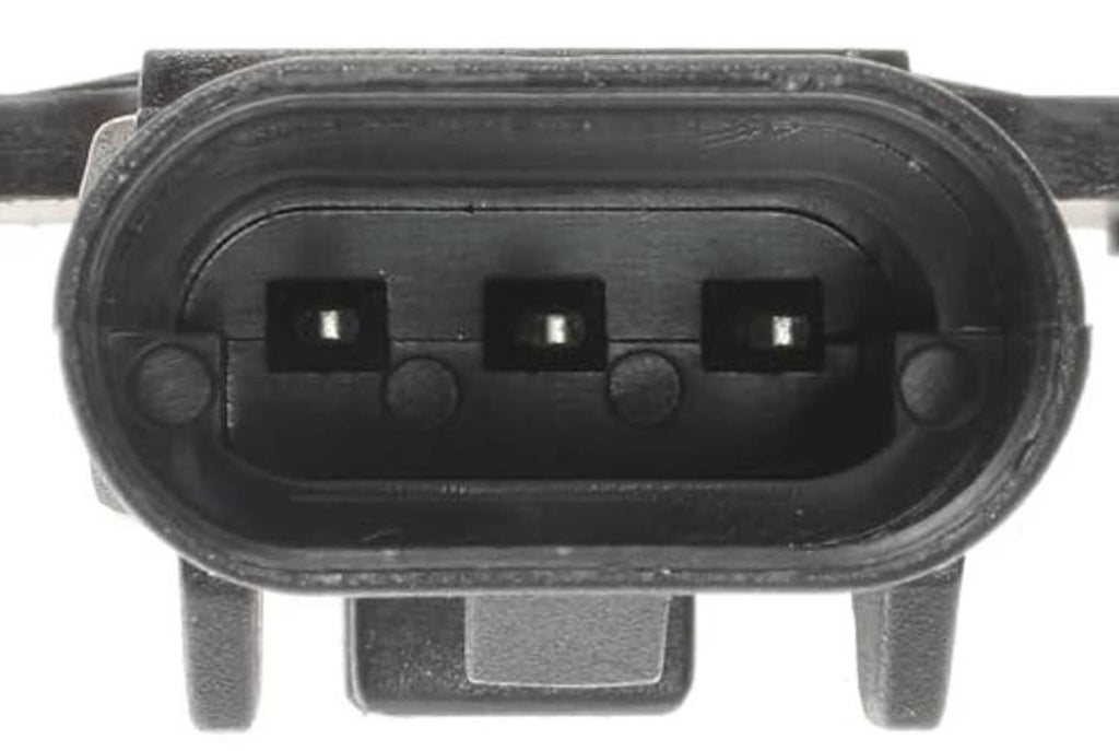 Engine camshaft position sensor connector face with four contacts in black housing