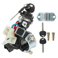 Ignition lock switch assembly with keys, black housing, metal cylinder and mounting bracket