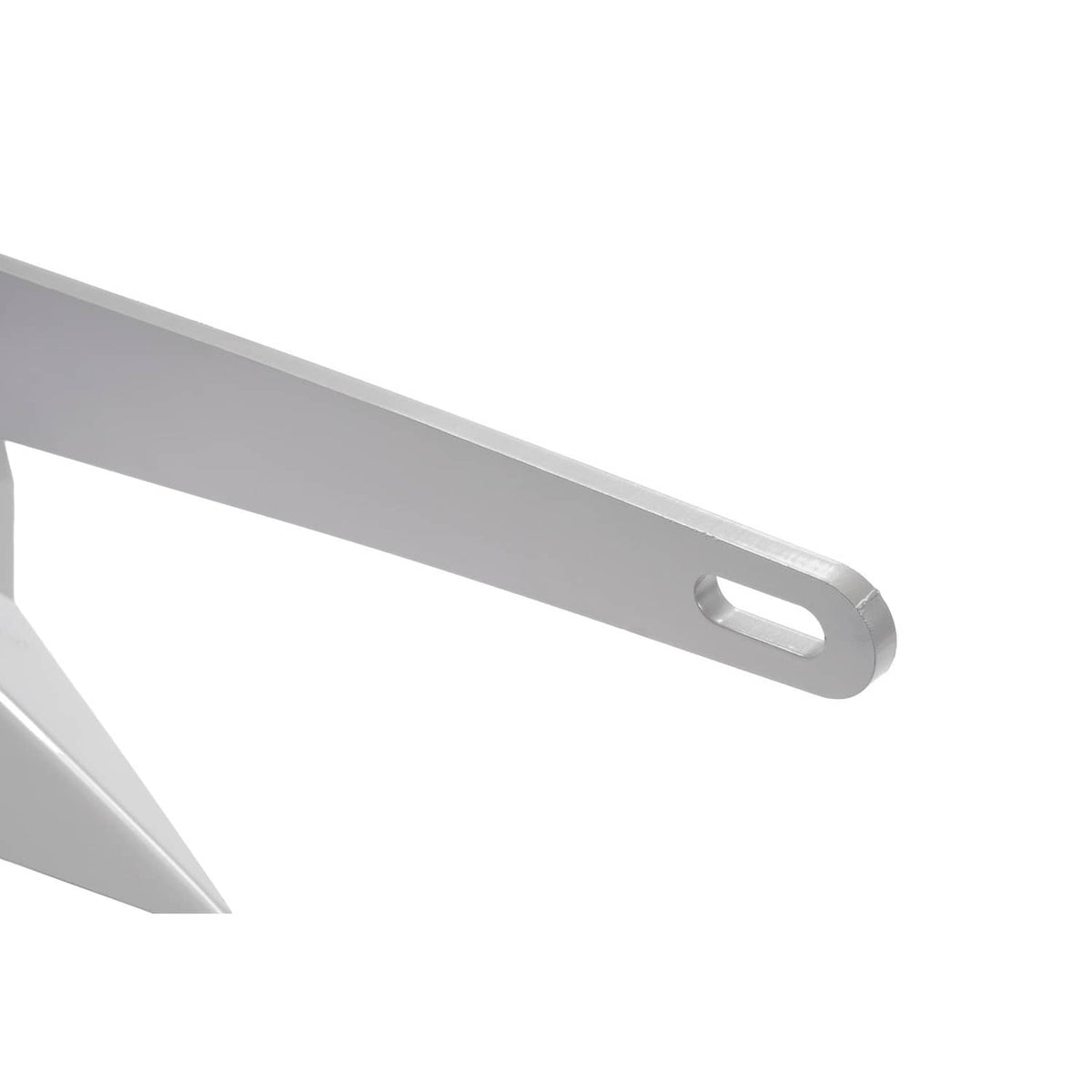 Triangular boat anchor shank with end ring hole, silver heavy-duty steel