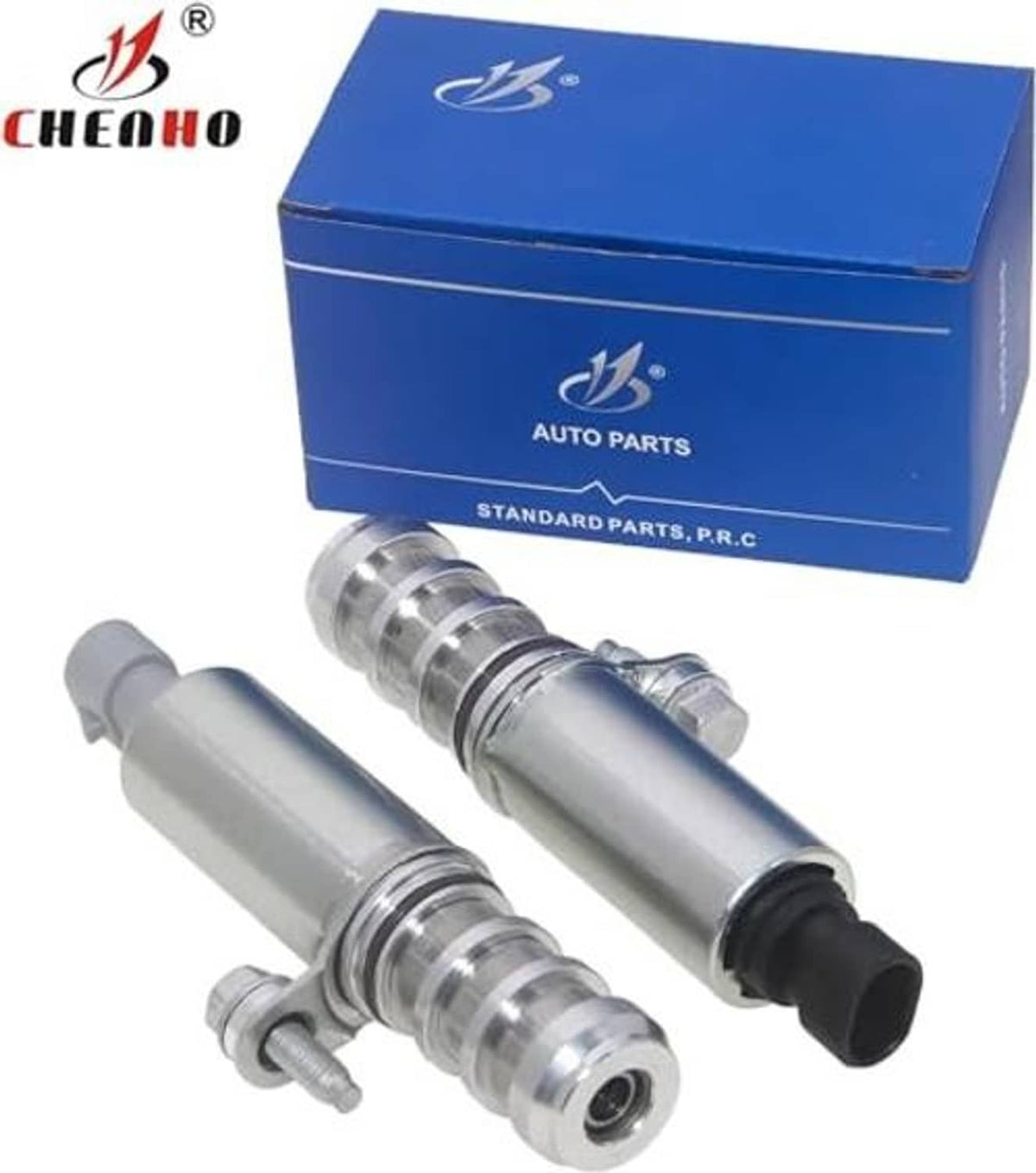 Camshaft position actuator solenoid valve with silver body and black electrical connector