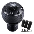 Black 5-speed leather-look manual gear shifter knob with engraved shift pattern
