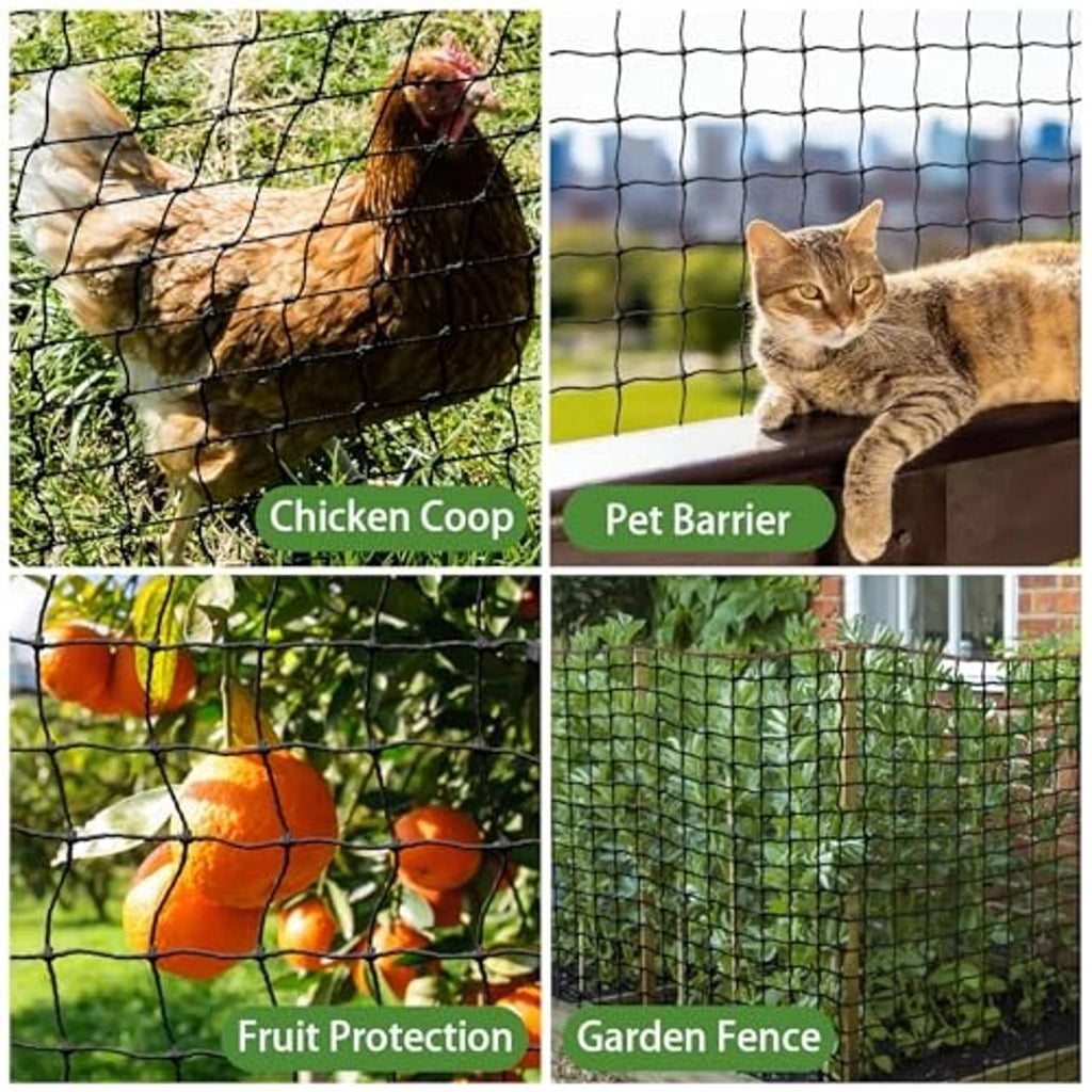 Protective barrier net for pets, garden fencing, and fruit protection with square mesh