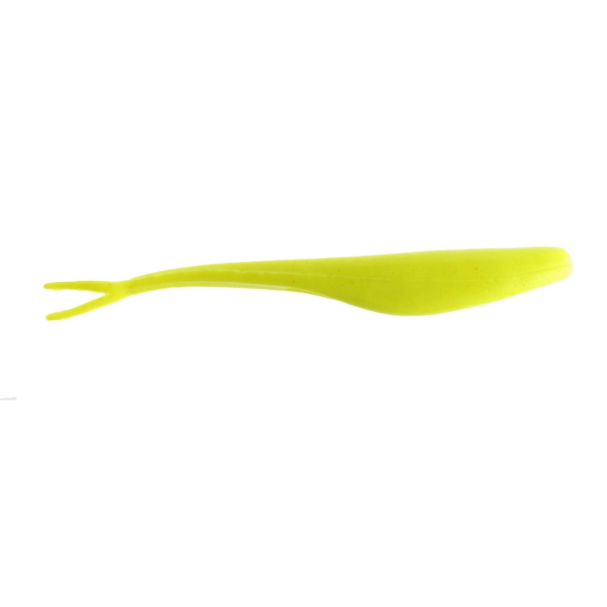 Chartreuse soft fishing bait lure with long body and two tail fins