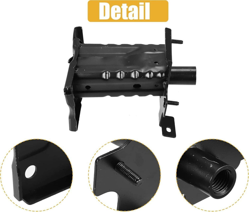 Black bumper reinforcement bracket with threaded bushing detail and side mounting tabs