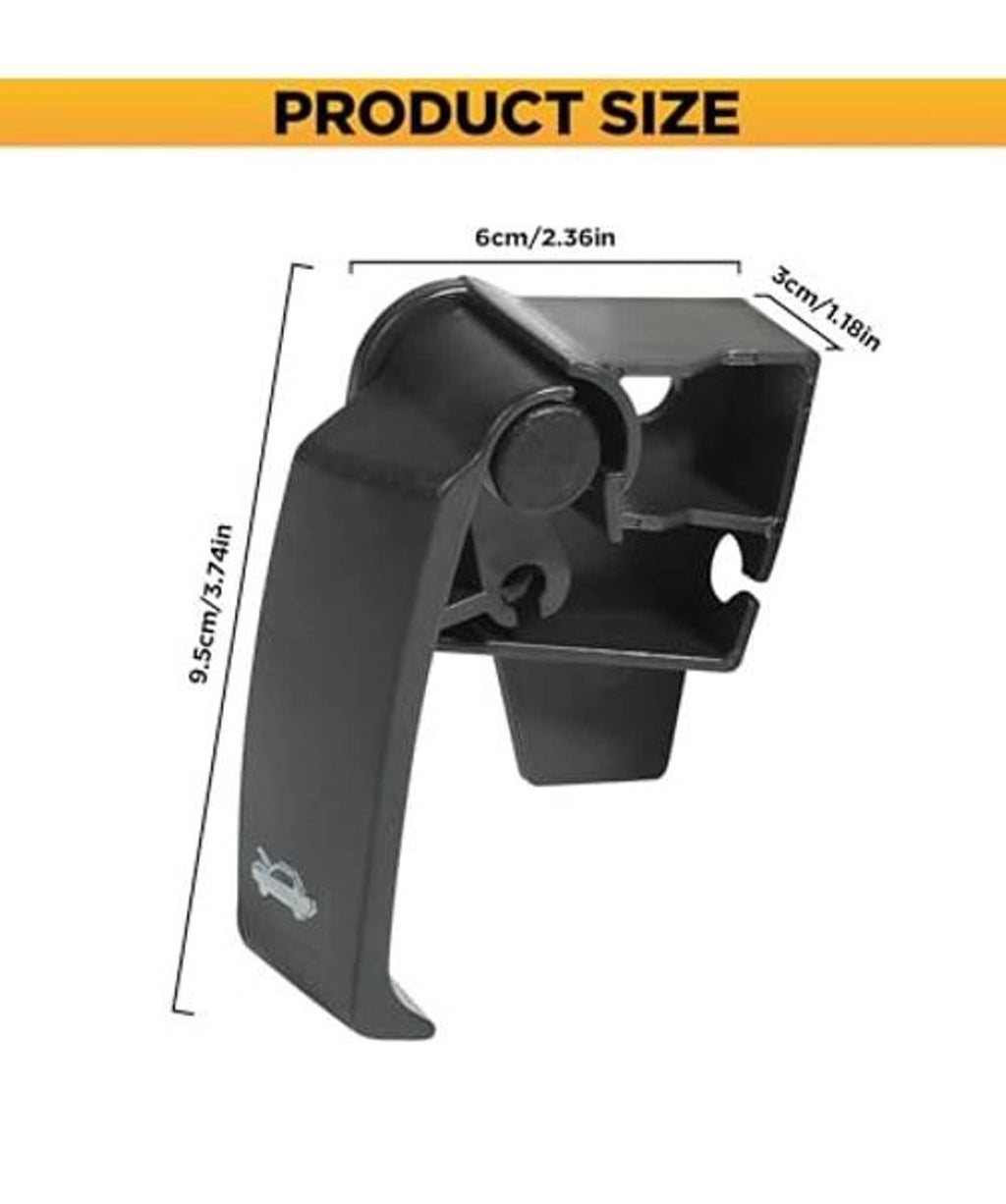 Black hood latch release handle with size dimensions diagram