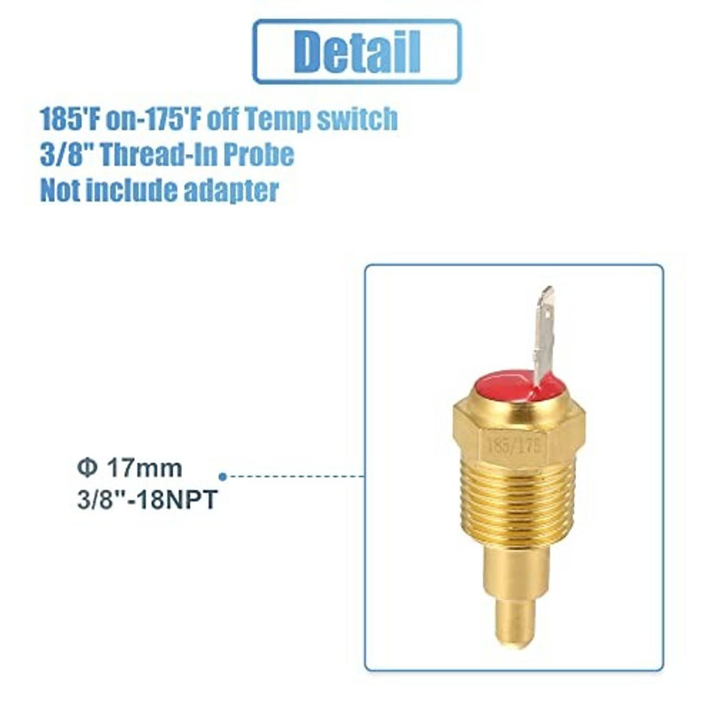 Thread-in temperature sensor probe with brass body and red-tipped temperature element