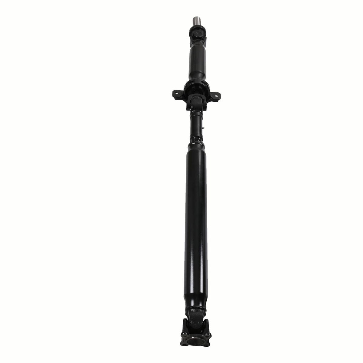 Black rear driveshaft prop shaft assembly with end mount brackets and joint