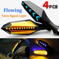 Set of 4 amber LED motorcycle turn signal indicators with arrow-style light strips