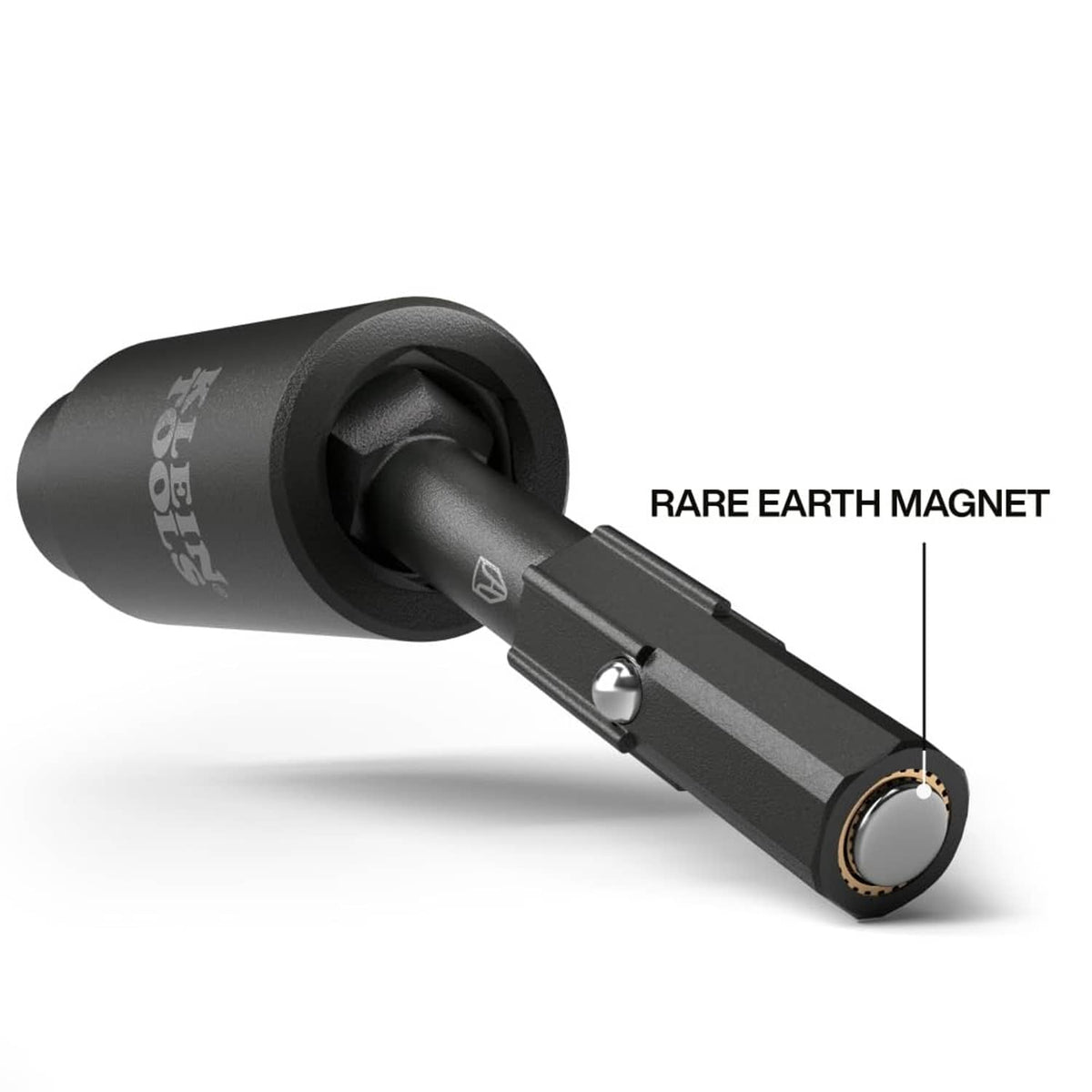 Black flip socket adapter with rare earth magnet bit holder