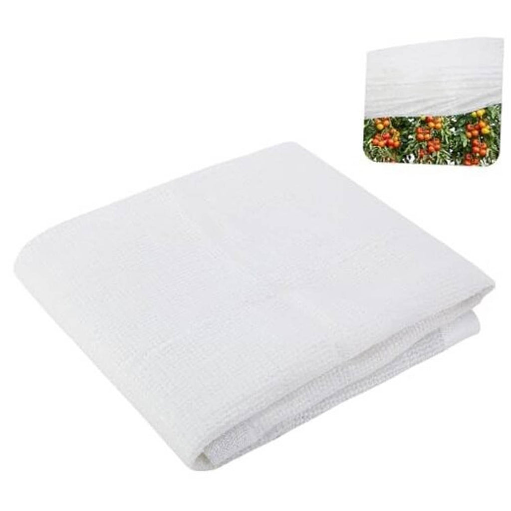 White plant sun shade net cloth, folded for storage, breathable mesh fabric