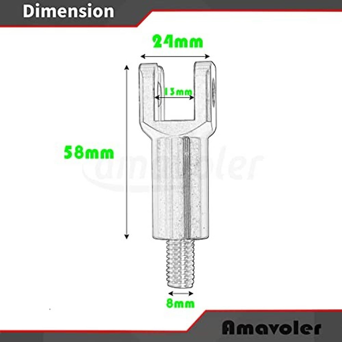 Black clevis mount dimension diagram with measured width and height