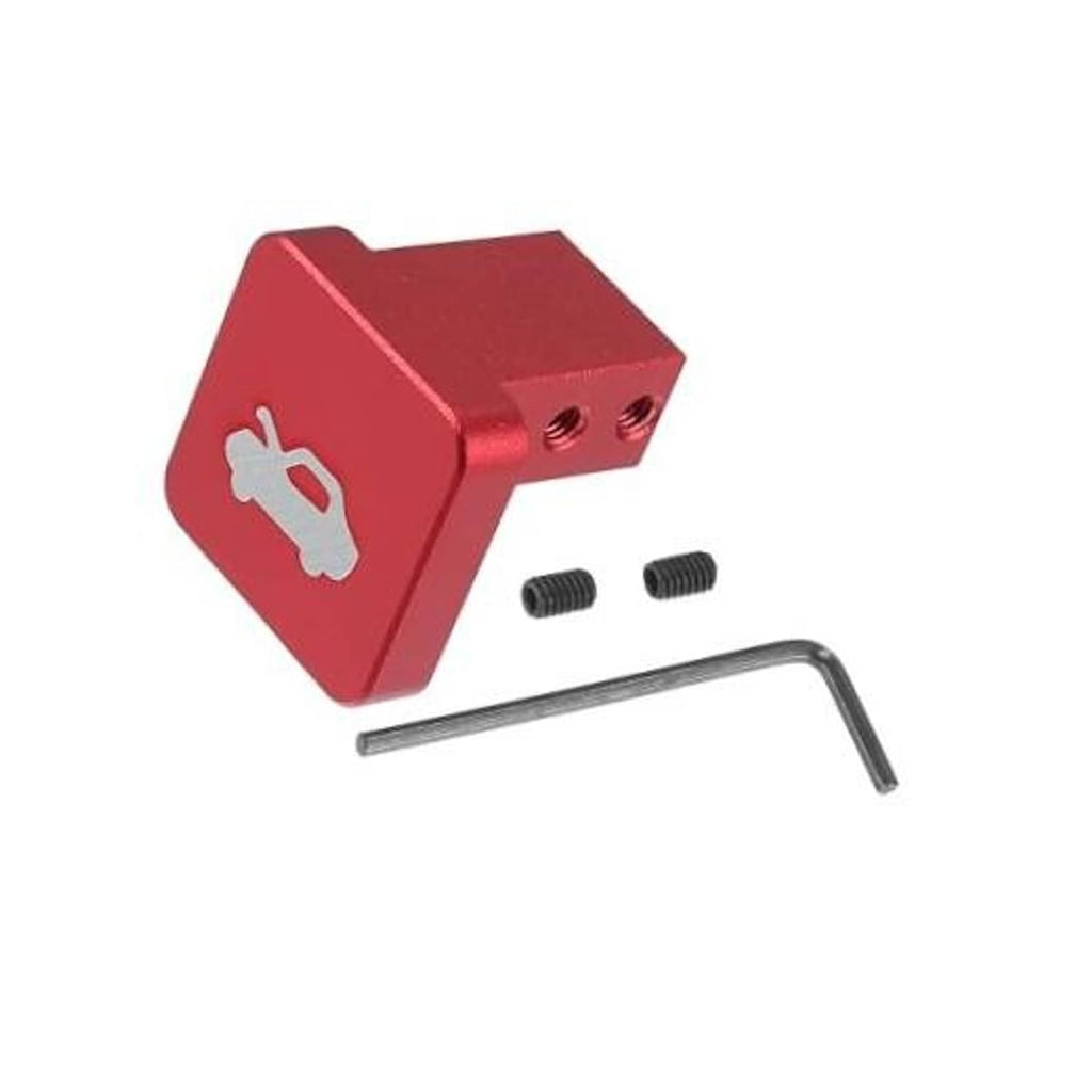 Red hood latch release handle with screws and L-shaped hex key wrench