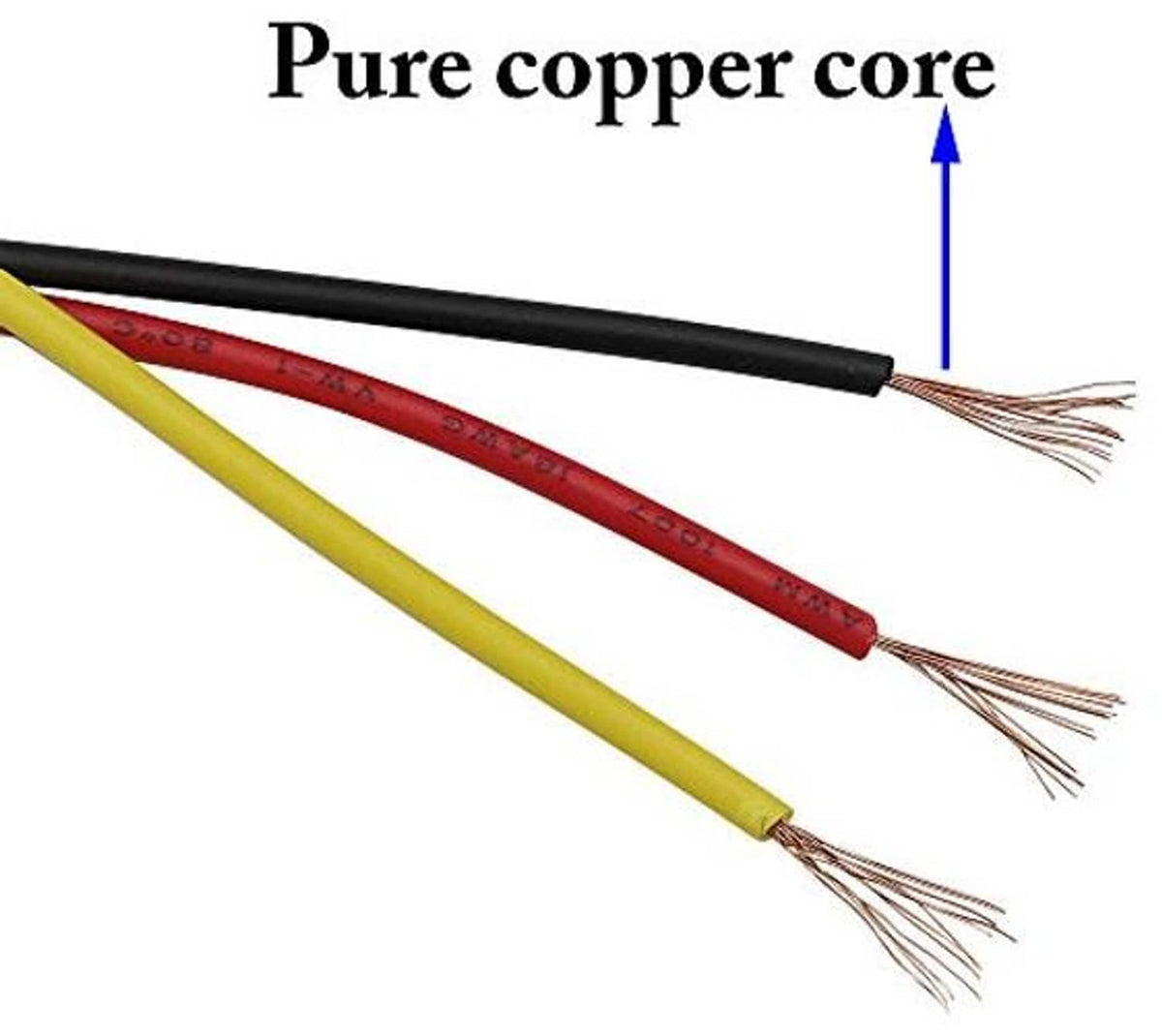 Pure copper core wire for SATA power Y-cable with black, yellow, and red conductors