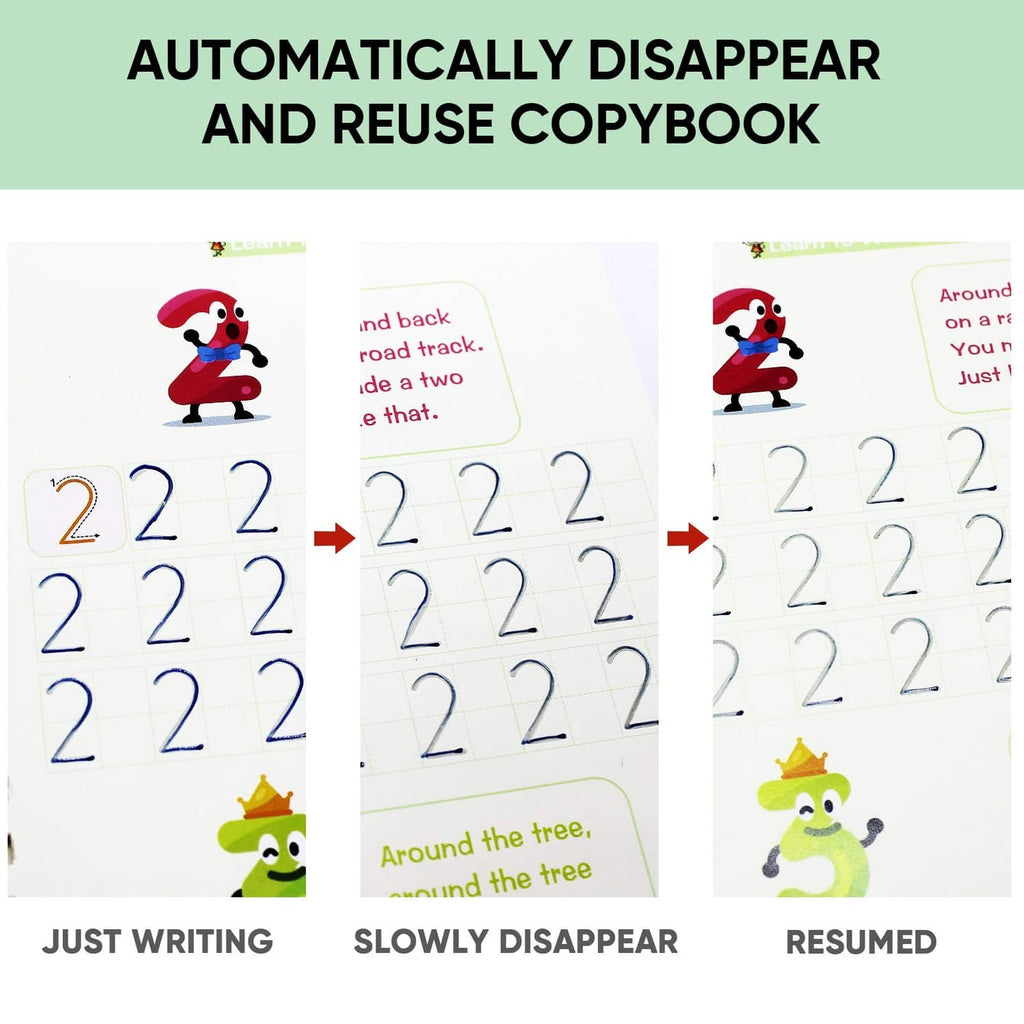 Kids' handwriting practice copybook pages with number 2 tracing lines