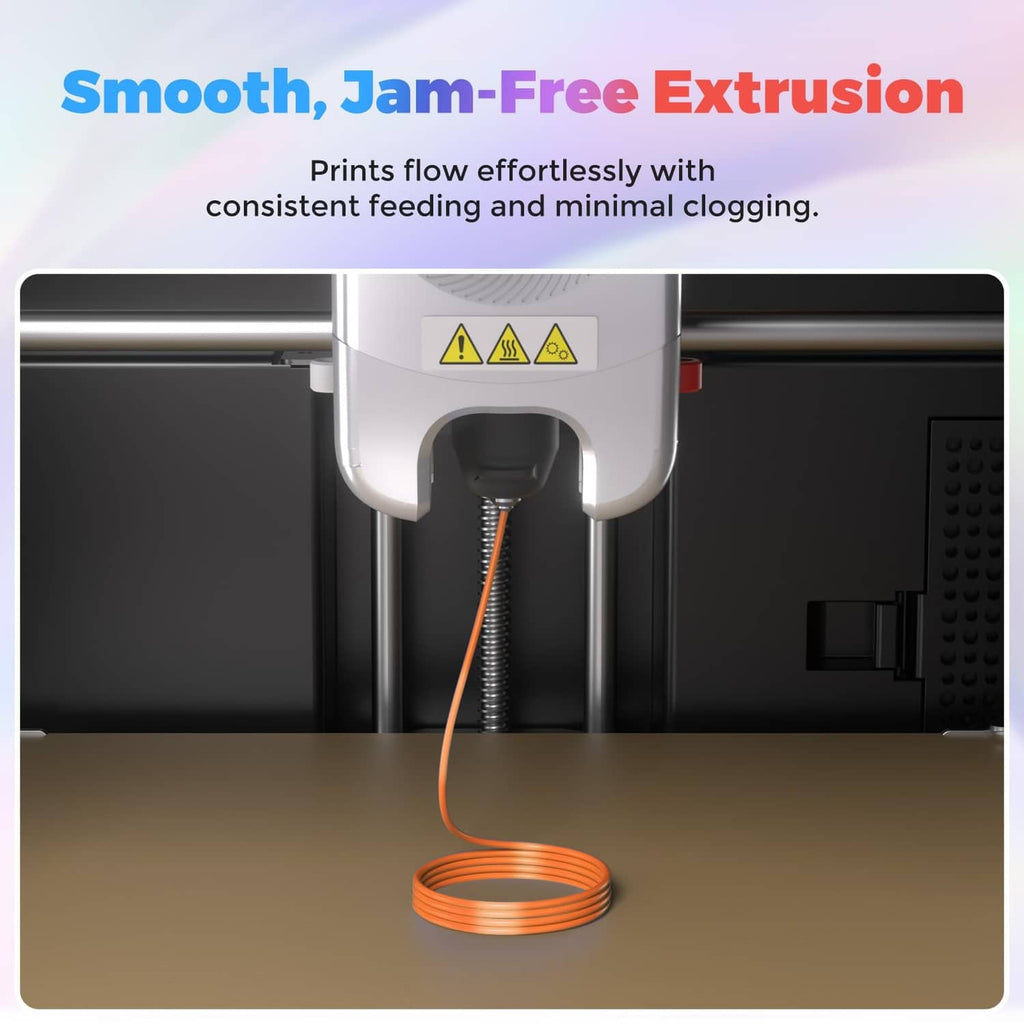 3D printer extruding copper silk PLA filament in a smooth continuous strand