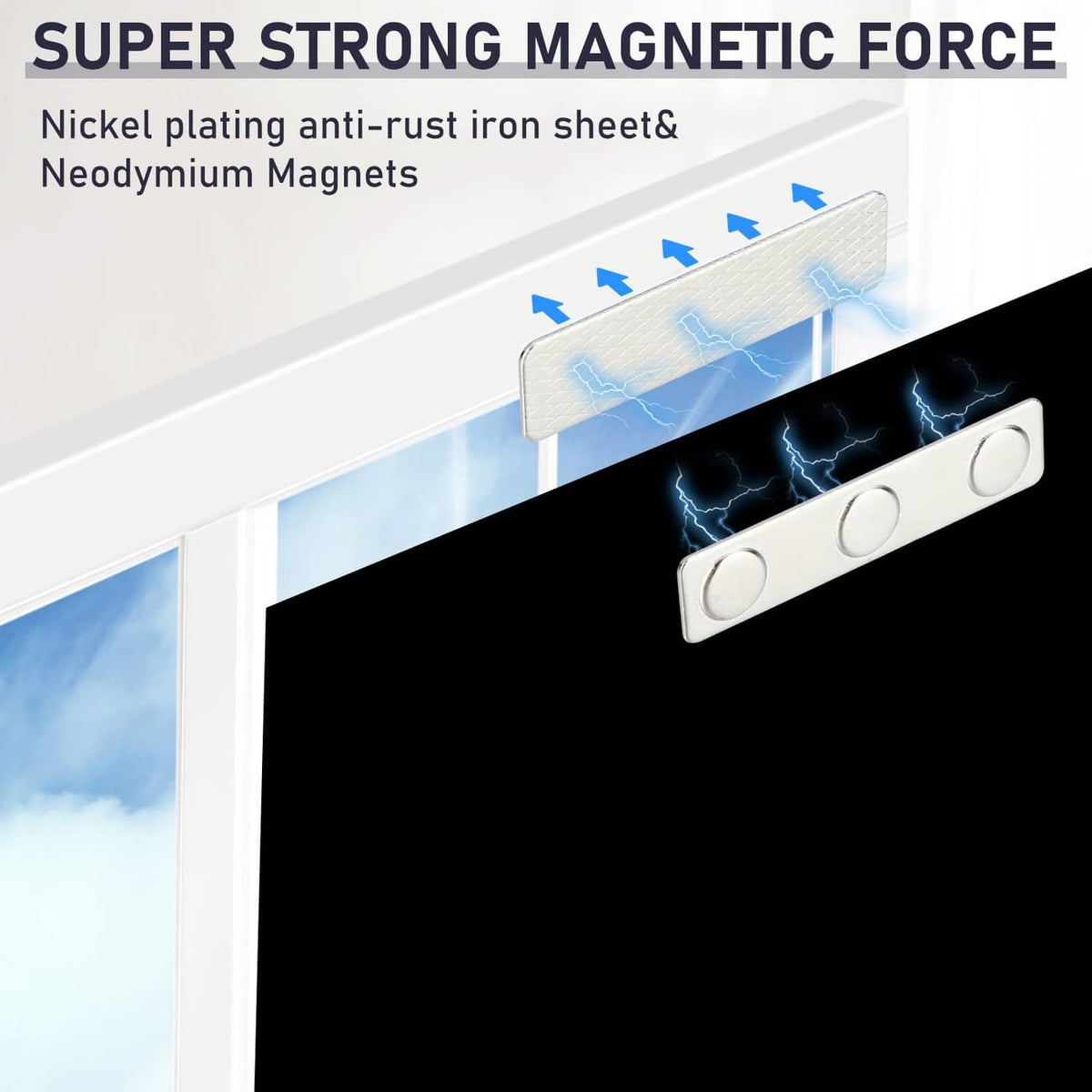 White-and-silver magnetic curtain weight bars with anti-rust iron and magnets inside
