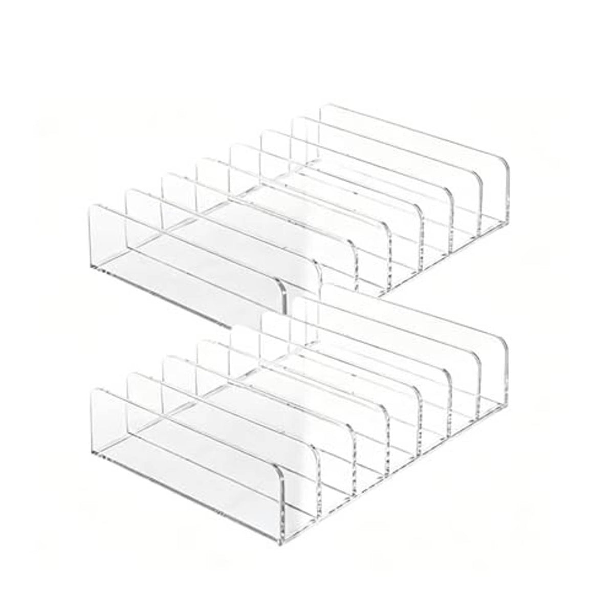 Two clear acrylic CD organizer trays with 7 slots each, angled for easy CD viewing