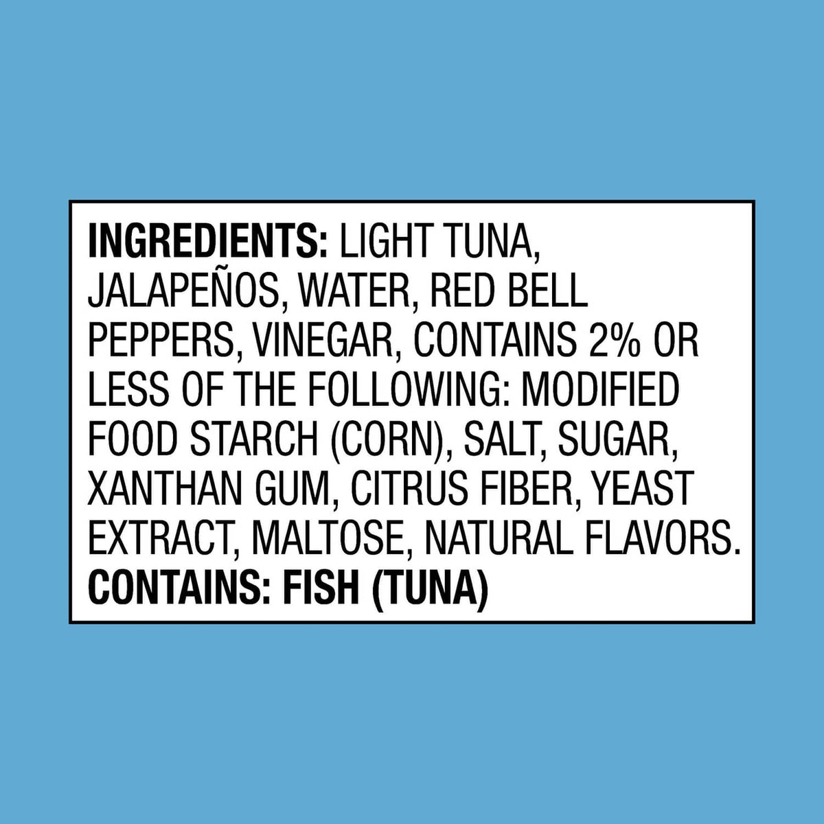 StarKist Tuna Creations BOLD Jalapeño pouch ingredient label