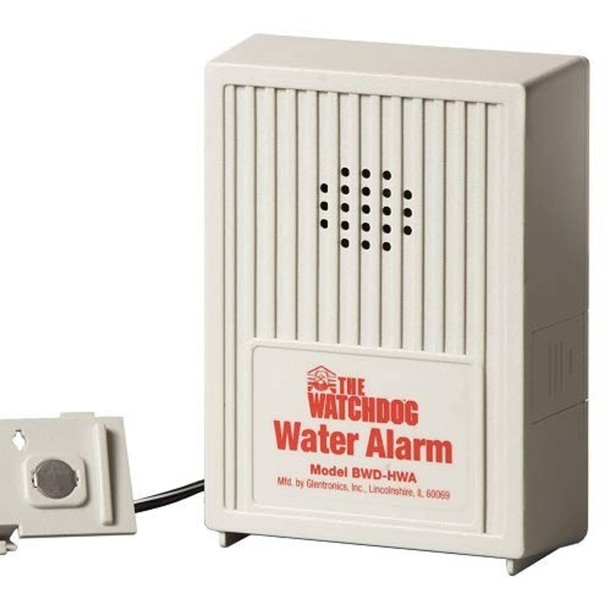 White water leak alarm with detachable sensor module and connecting cable