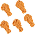 Set of 5 faux fried chicken drumsticks, orange-brown, textured, simulated pieces.