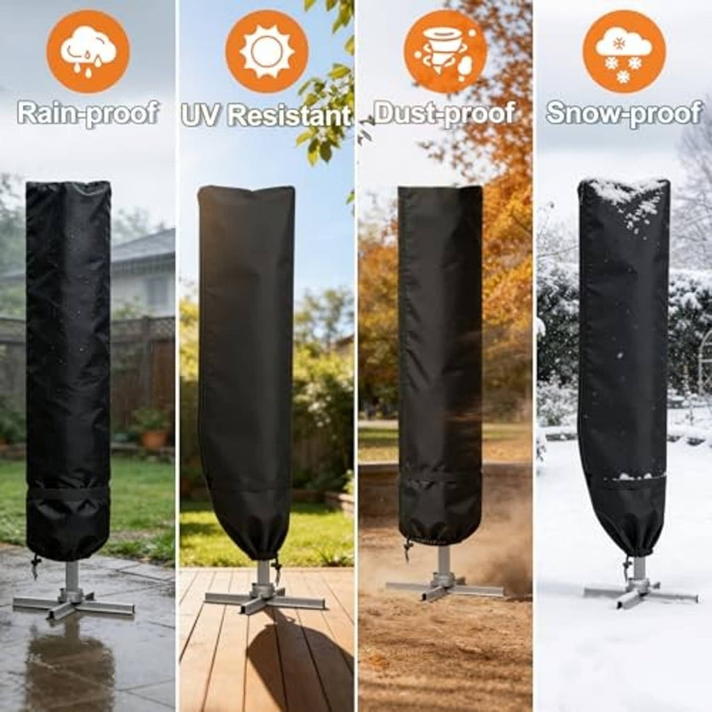 Weatherproof patio umbrella cover with rain, UV, dust, and snow protection
