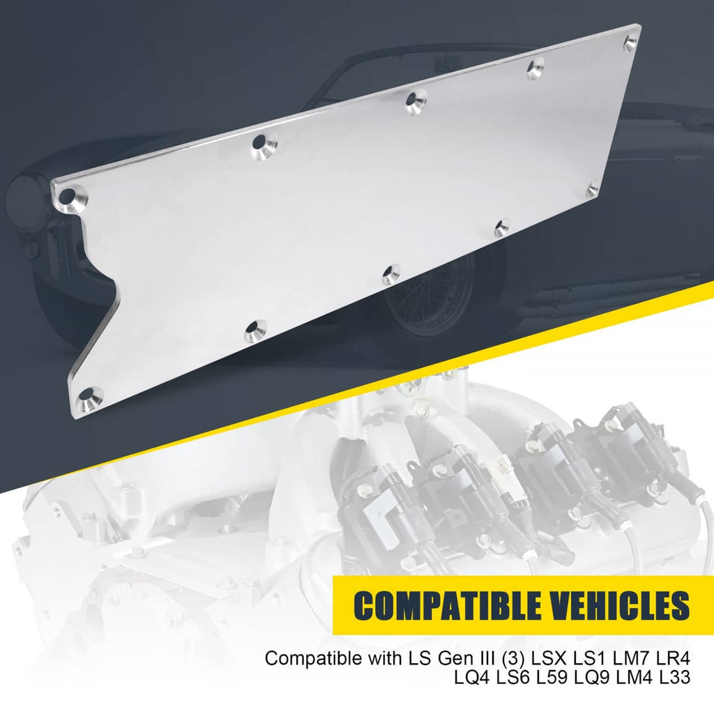 Knock sensor delete cover plate with smooth surface and raised mounting points