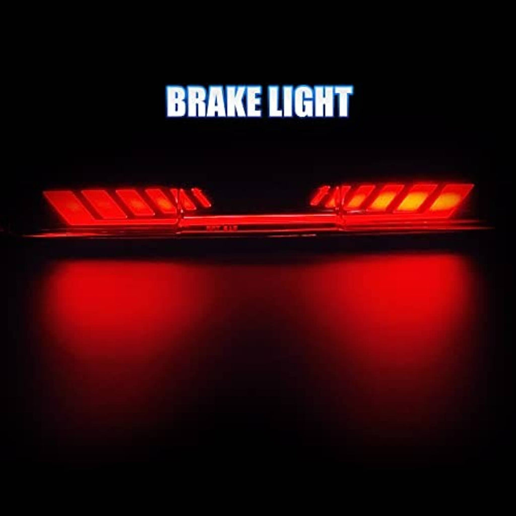 Third brake light illuminated in red brake light mode, clear lens design