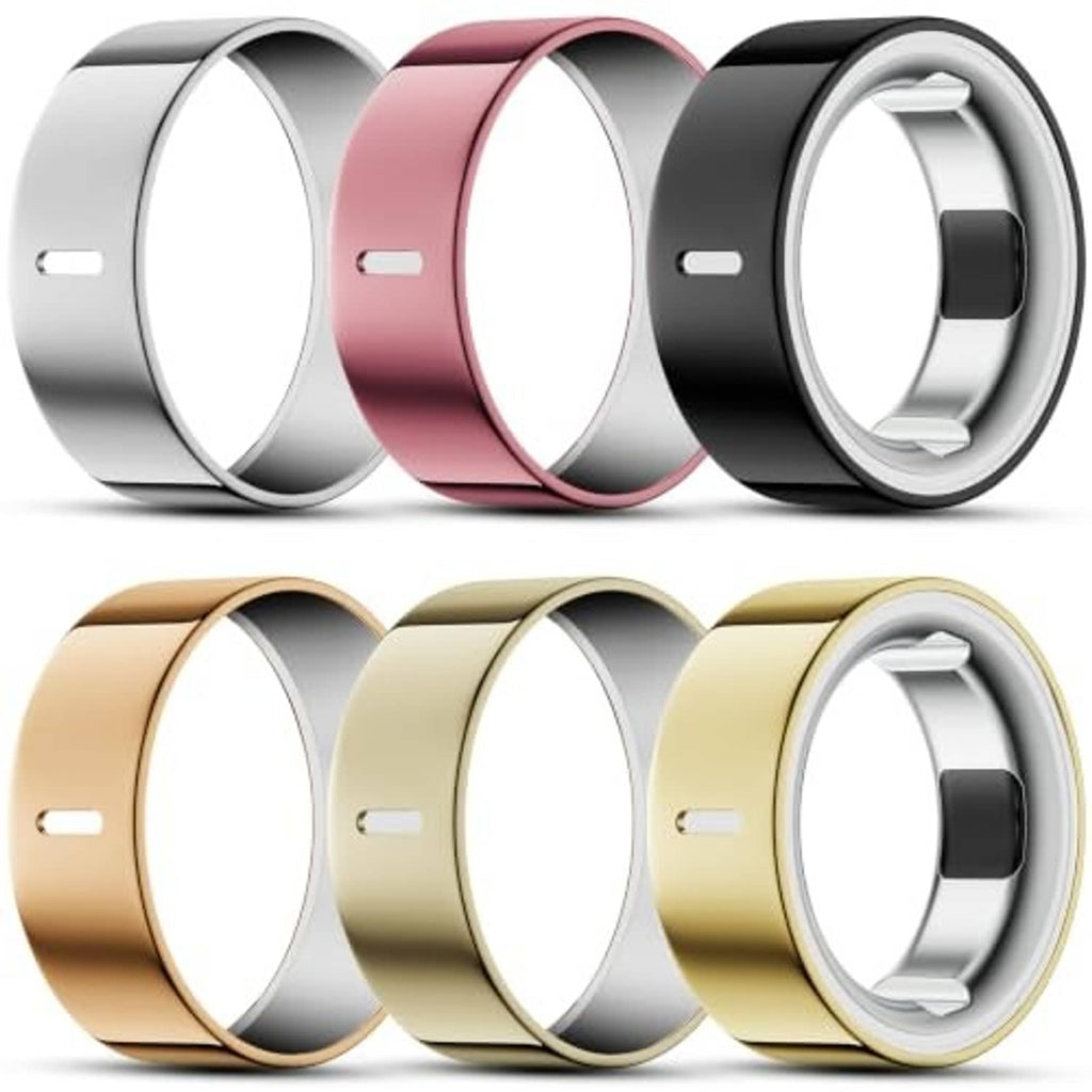 6-pack ring covers, size 8: silver, rose gold, black, champagne gold, gold and light gold