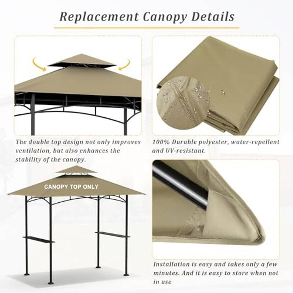 Khaki replacement canopy fabric with black support pole attachment