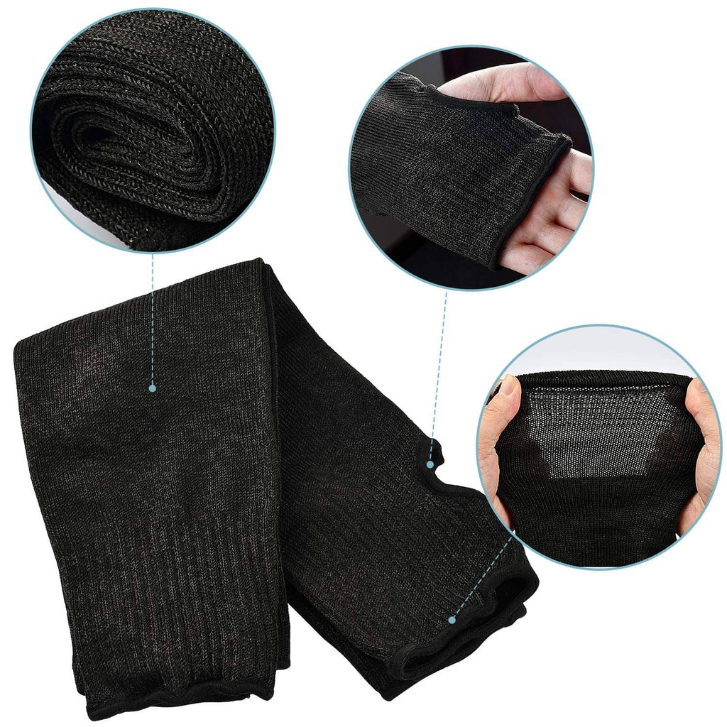 Black arm sleeve protectors with close-up knit fabric and elastic cuff