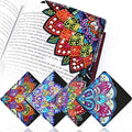 Set of 4 colorful diamond art bookmarks with mandala patterns on black backing