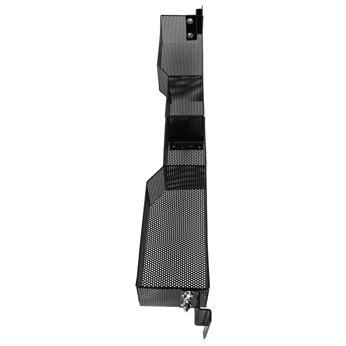 Vertical front inner storage basket box with mesh compartments and bracket