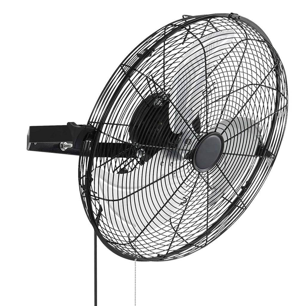 Uimoso black wall fan with circular wire grille and side mounting bracket