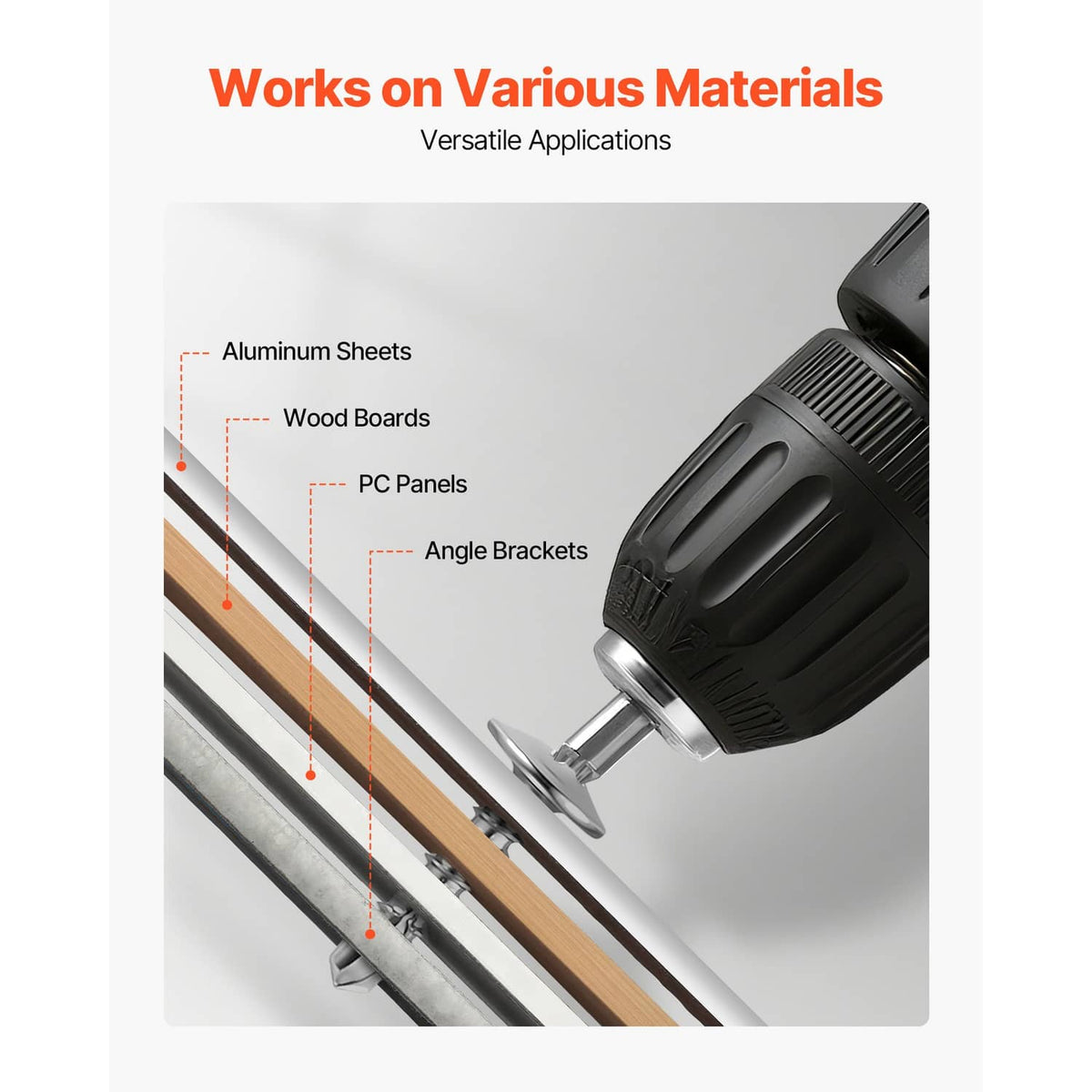 Self-drilling screws with drill tip and washer head for multiple materials