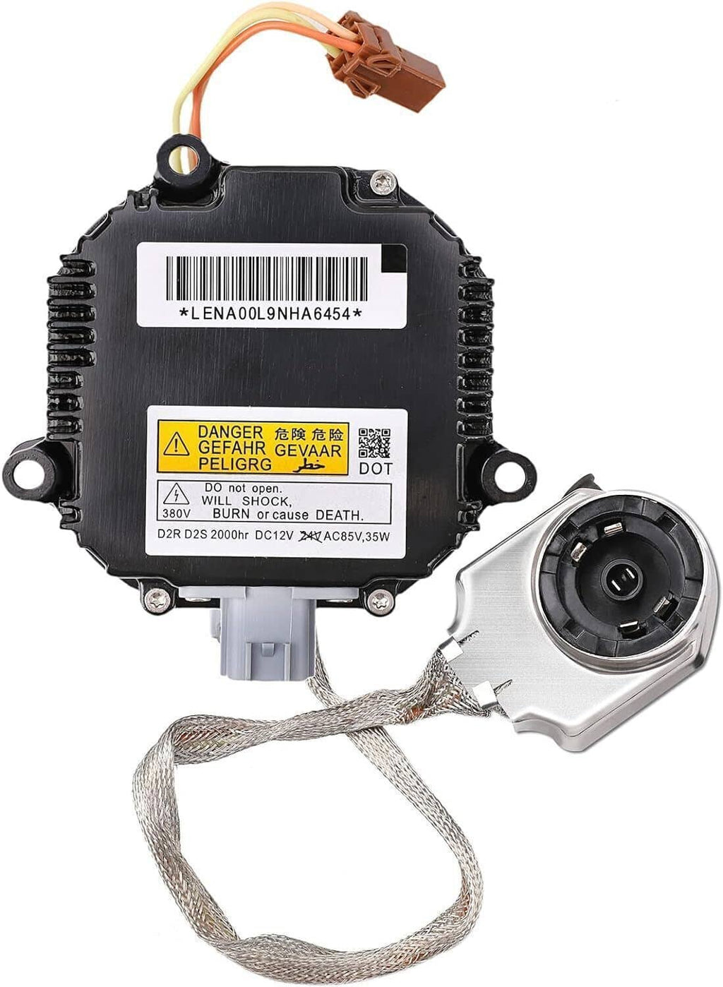 HID ballast control module with wiring harness and connectors, black housing