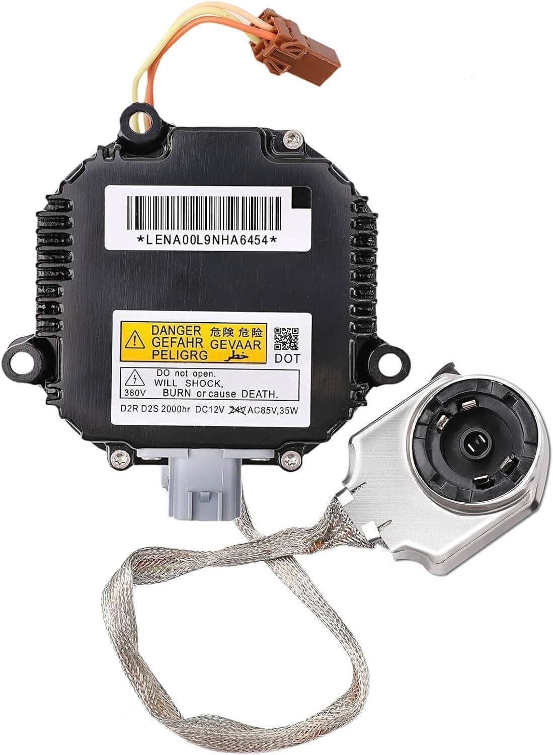 HID ballast control module with wiring harness and connectors, black housing