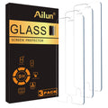 Tempered glass screen protector for iPhone SE, 3-pack, Ailun box and glasses