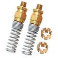 Pair of brass air brake hose end fittings with gray coil spring and small retaining clips