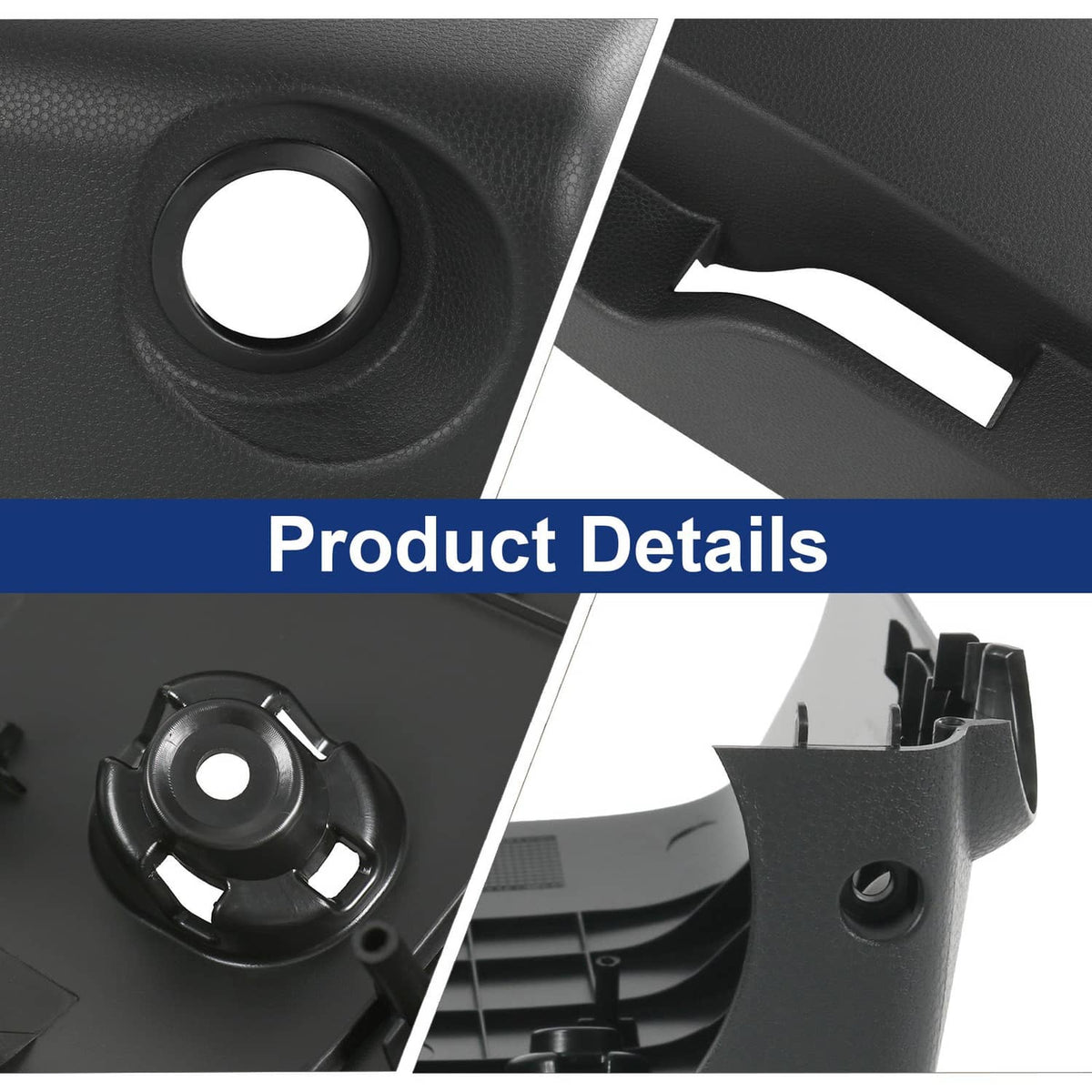 Dark gray steering column cover with textured finish and keyhole cutout