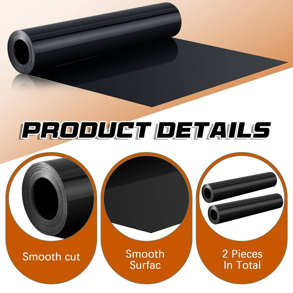 Two black HDPE drainage membrane rolls with smooth surface and cut edges