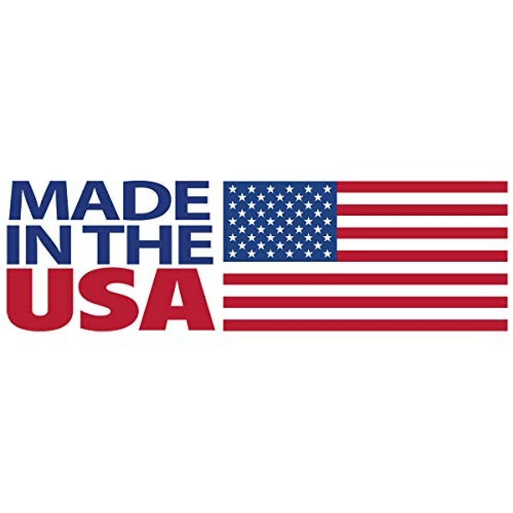Made in USA badge with American flag graphic